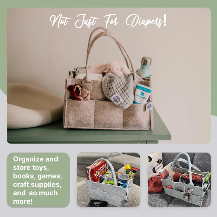 Parker Baby Diaper Caddy - Nursery Storage Bin and Car Organizer for Diapers and Baby Wipes regular