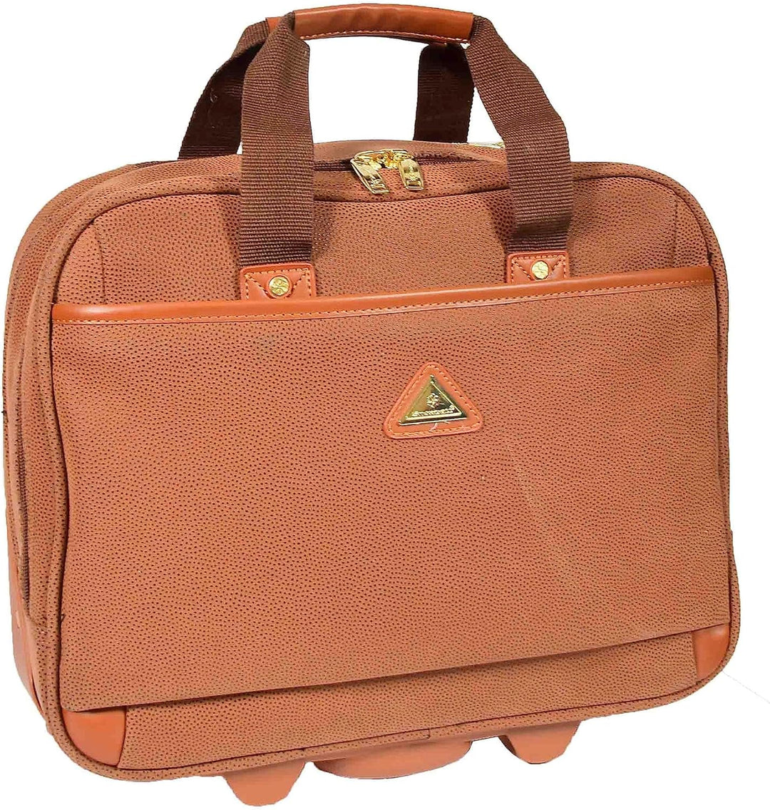 House Of Leather Reisetasche Organizer Pilotenkoffer mit Rollen Wildlederimitat Aktentasche Stil Cad