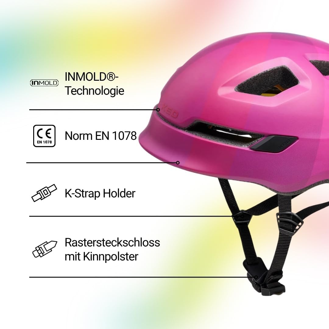 KED Pop MIPS Kinder Fahrrad Helm schwarz/weiss 2023 Pink M (52-56cm), Pink M (52-56cm)