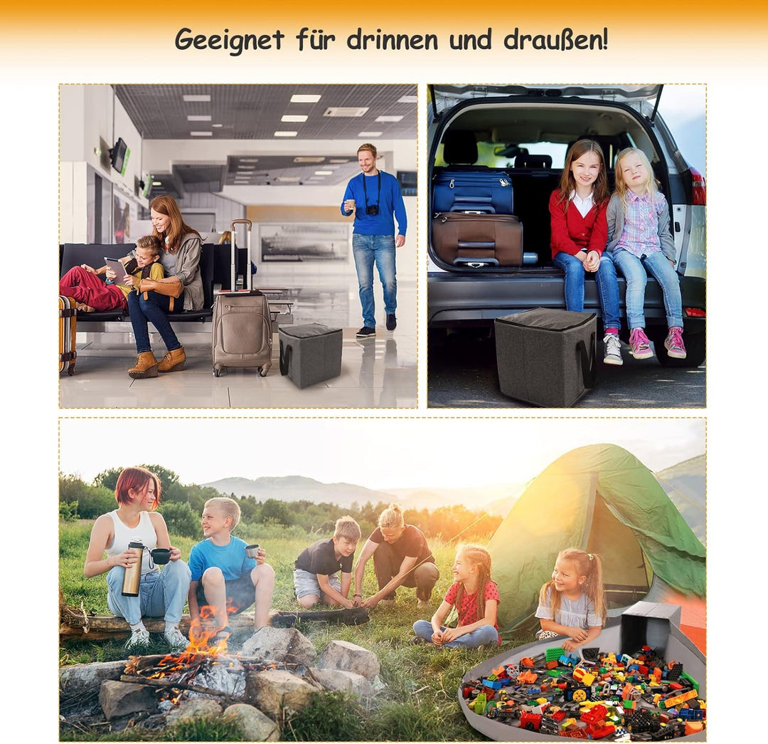 Spielzeug Tasche für Lego Spielmatte – Duplo Spielzeug Aufbewahrungsbehälter für Kinder mit Deckel d
