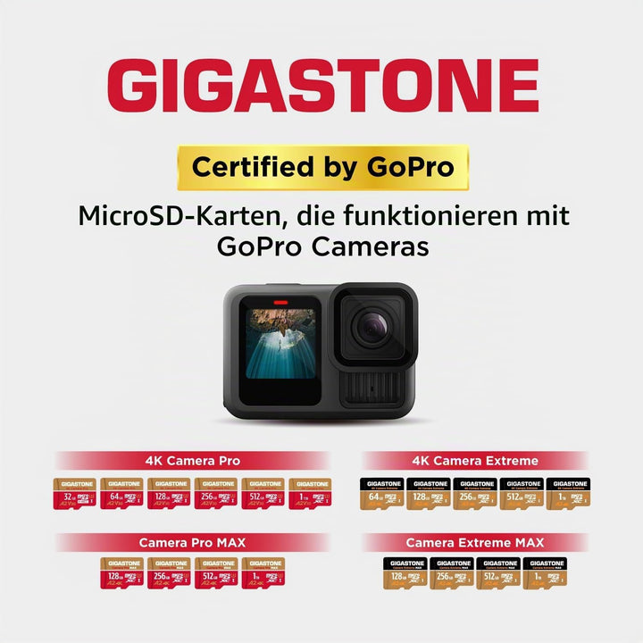 [5 Jahre kostenlose Datenwiederherstellung] Gigastone 4K Kamera Extreme 128GB MicroSDXC Speicherkart