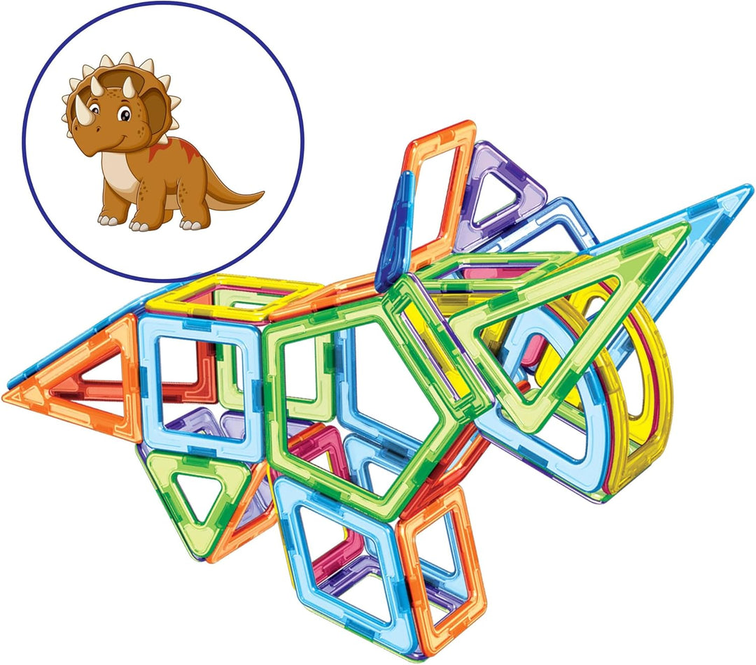 MAGNIKON Magnetische Bausteine Der Dinosaurier - Magnetbau-Set 65-teilig, Montessori Spielzeug ab 3