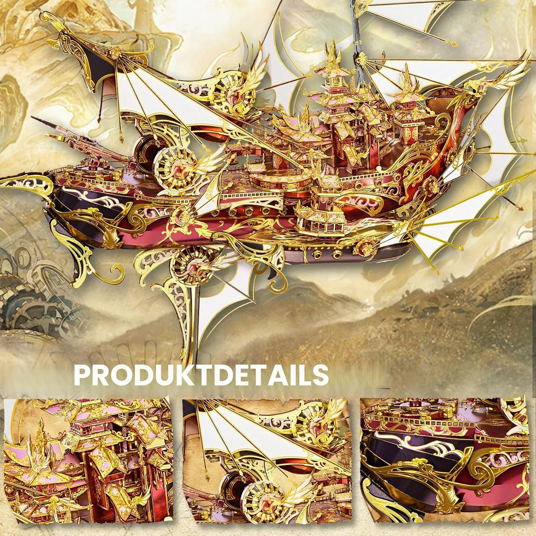 Piececool 3D Puzzle Metall Piratenschiff Drachenboot, 3D Metall Puzzle Segelboot Schiffsset, Modell
