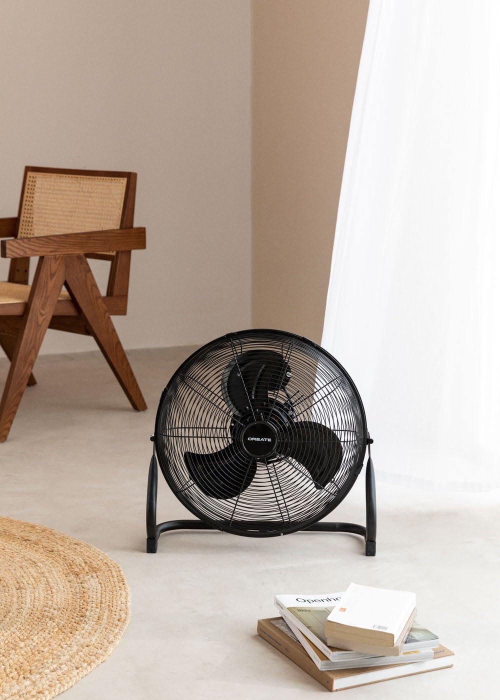 CREATE / AIR FLOOR RETRO/Industrieller Bodenventilator/Schwarzer Ventilator, 16 Zoll, starker Luftst