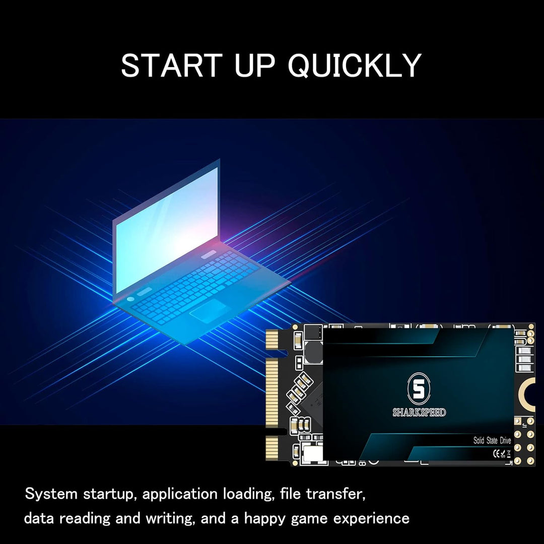 SHARKSPEED SSD 2TB M.2 2242 42mm SATA3 Festplatte Intern Solid State Drive für Laptops und Desktops