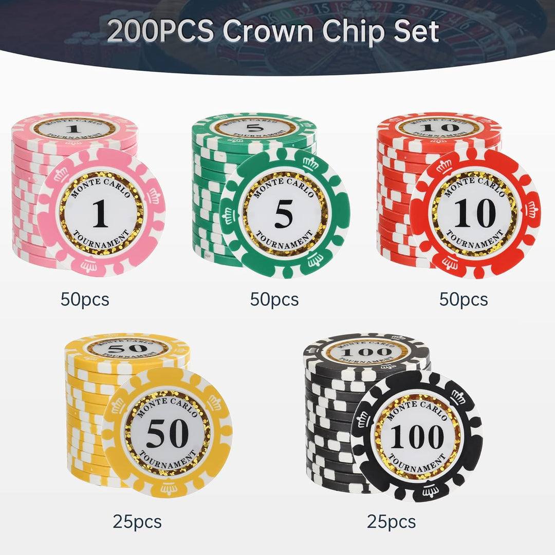 LUOBAO 14 Gramm Clay Premium Poker nummerierte Chips für Texas Holdem, Blackjack 200 Stück, 14 g Ton