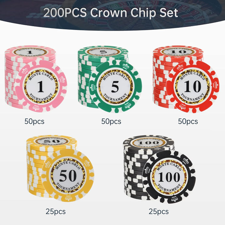 LUOBAO 14 Gramm Clay Premium Poker nummerierte Chips für Texas Holdem, Blackjack 200 Stück, 14 g Ton