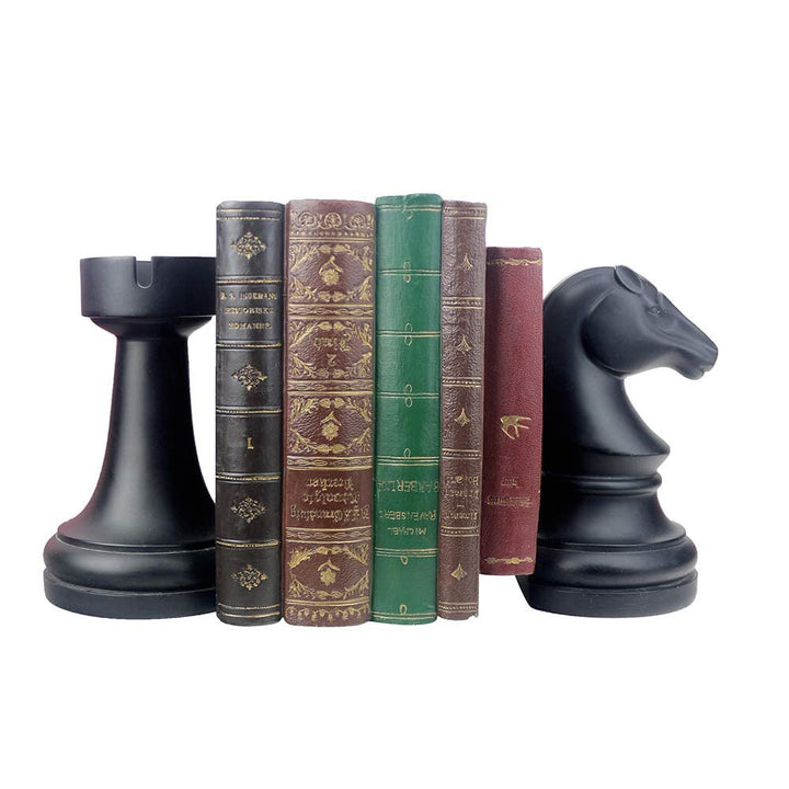 Dekorative Buchstützen, Schach-Buchstützen, Schwarze Buchstützen, einzigartige Buchstützen, Dekorati
