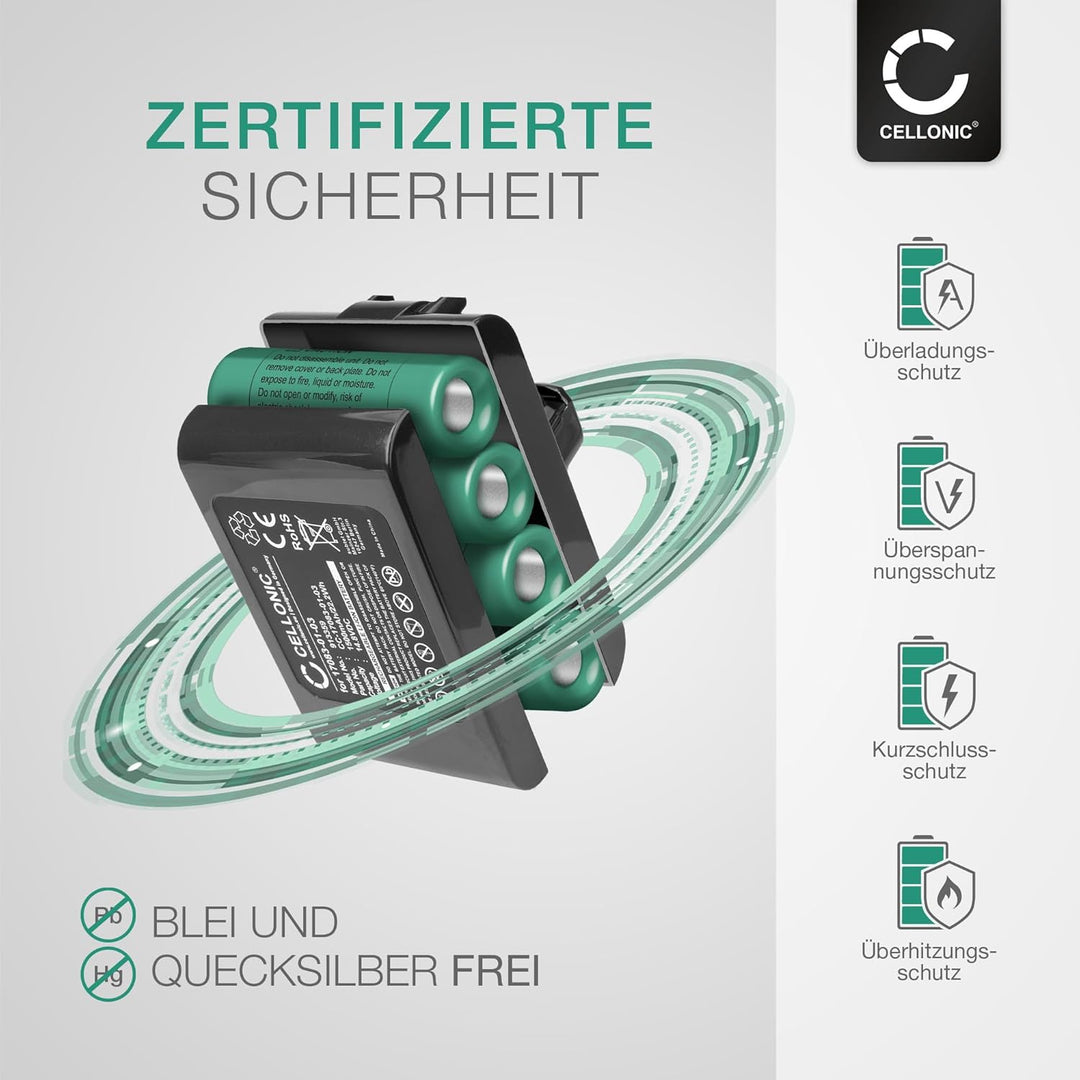 CELLONIC, Akku für Staubsauger kompatibel mit Dyson DC35, DC30, White, 17183-01-03, 17083-4810 (14.8