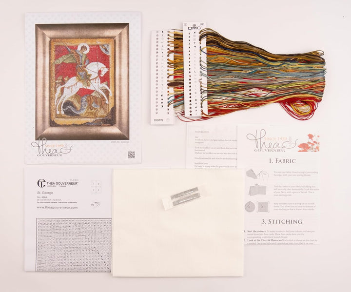 Thea Gouverneur - Kreuzstich-Set - St. GeorgeIkone - Aida - 18 Count - Für Erwachsene - 498A, St. Ge