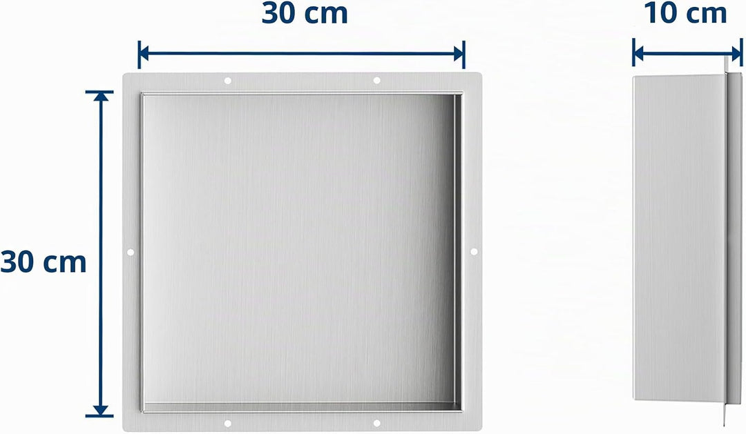 Neodrain Wandnische Dusche Edelstahl Duschnische Randlos 30 x 30 cm Einzelregal Lagerung für Badezim