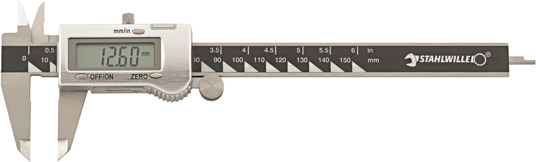 STAHLWILLE 12900/1 | Messschieber digital, Schieblehre mit LCD-Anzeige, Messbereich 150 mm | rostfre