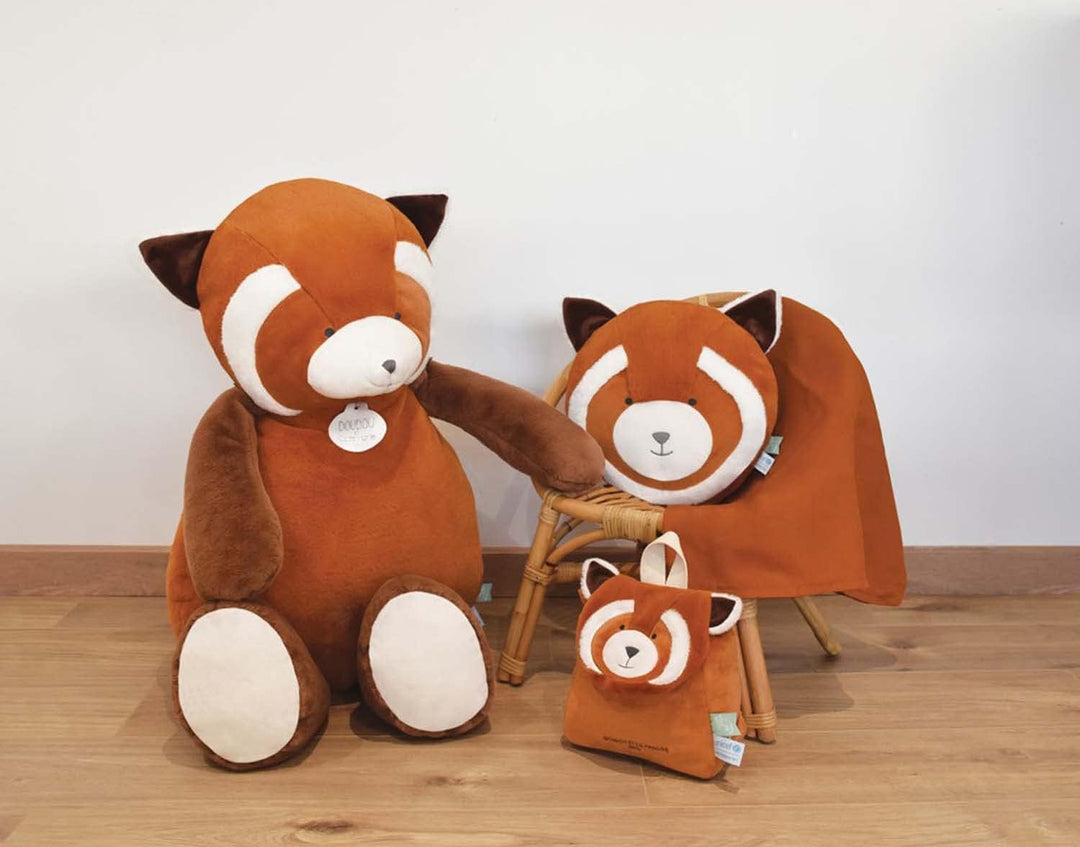 Doudou et Compagnie - Rucksack Panda rot – UNICEF – 20 x 20 x 10 cm – Klettverschluss – verstellbare
