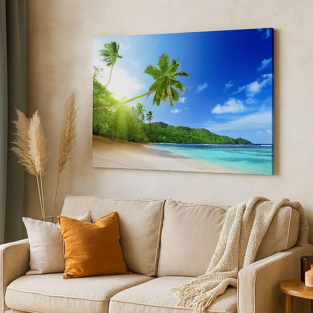 Bilder auf Leinwand 100x70cm Leinwandbild Baum Dschungel Welle Landschaft Gross Wanddeko Bild Schlaf