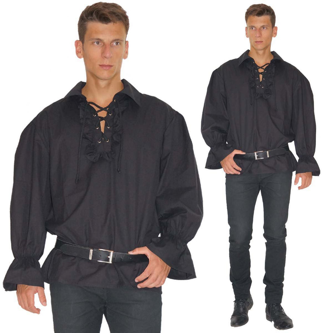 MAYLYNN 147111-XL - Piratenhemd Rüschenhemd Mittelalter Hemd, Grösse XL, schwarz XL Schwarz, XL Schw