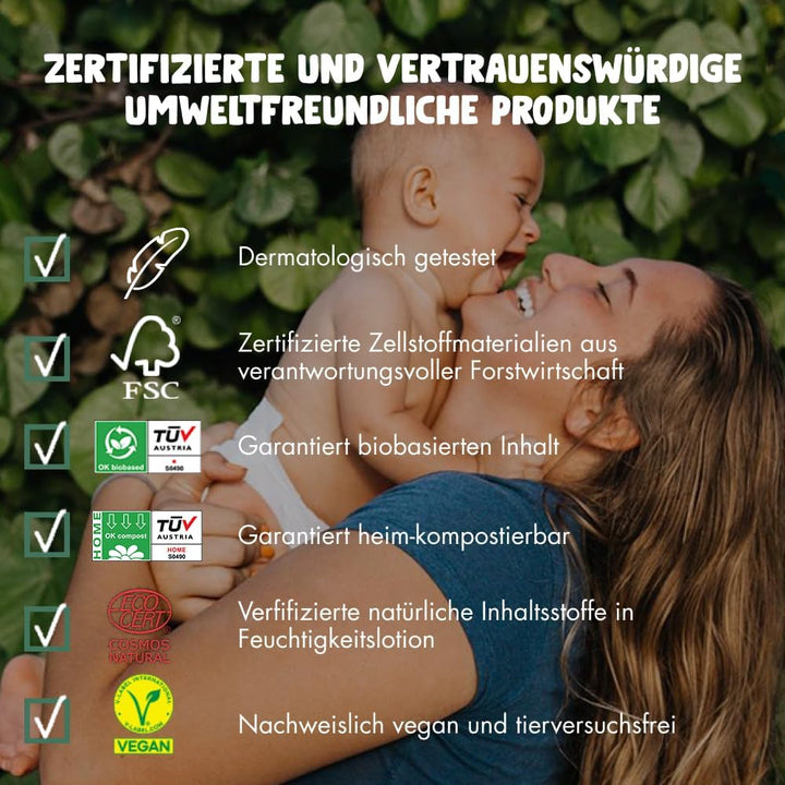 Eco by Naty Parfümfreie Aloe Vera Baby Feuchttücher - 100 % kompostierbare und pflanzliche Tücher, g