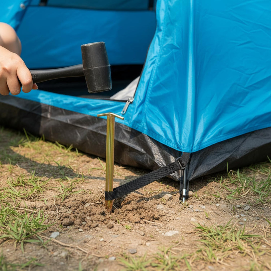com-four® 8X Zelt-Heringe aus Stahl - Lange und robuste Erdnägel mit T-Profil für Camping und Outdoo