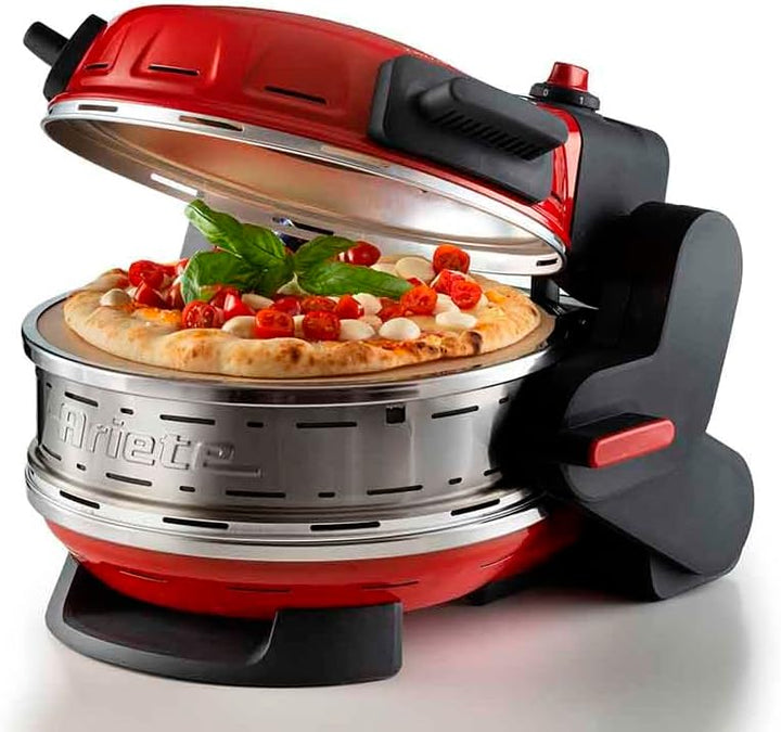 Ariete Forno Pizza Doppio 927, Pizzaofen mit 5 Kochstufen, 2 feuerfesten Antihaft-Platten, 2 Holzkli