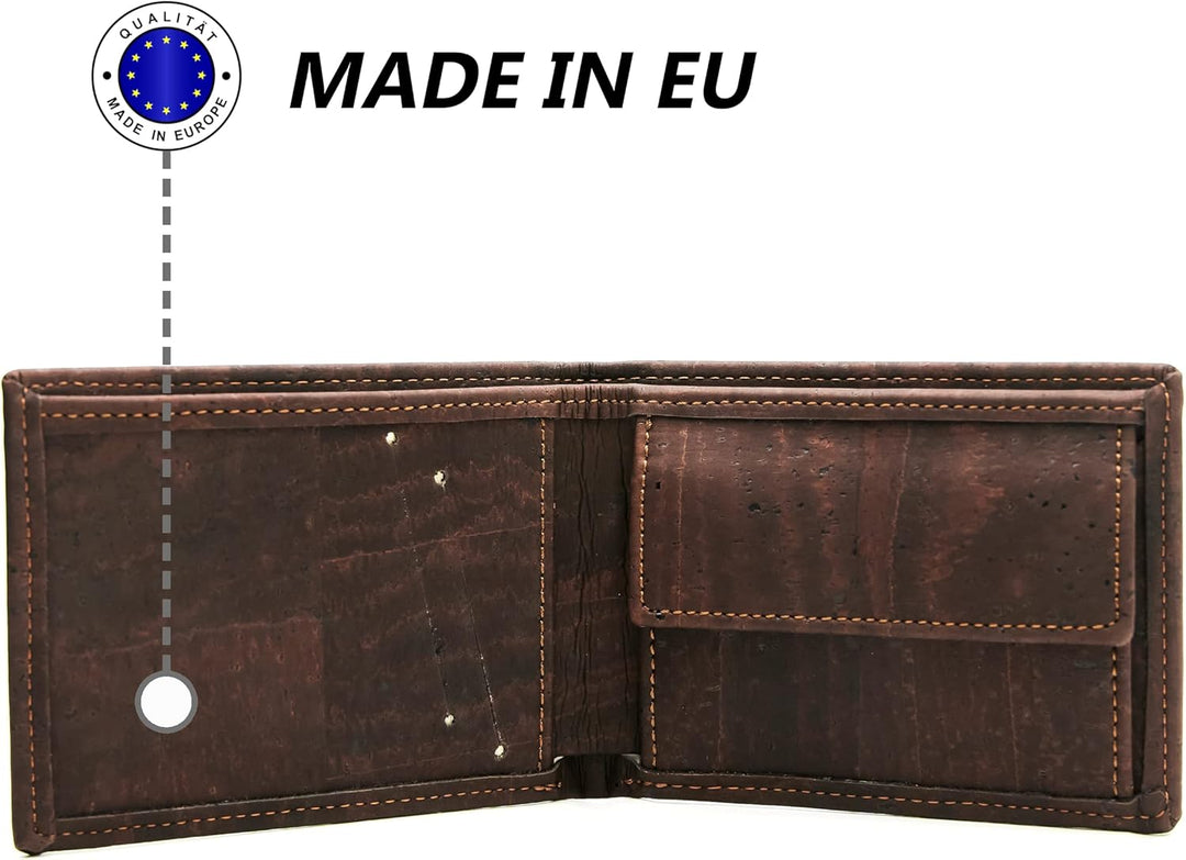 Locklair Sleek Wallet aus veganem Korkleder, Männer Geldbörse mit RFID-Schutz, Herren Portemonnaie K