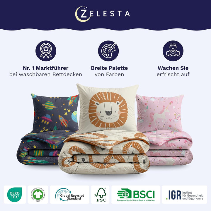 Zelesta Kiddybed kinderbettwäsche 135x200 4 Jahreszeiten - Bettwäsche winterdecke und Sommer-Bettdec