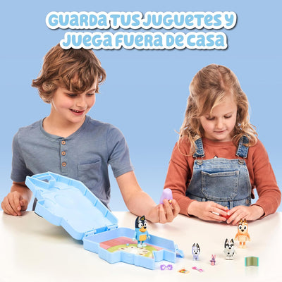 Bluey - Collector Case mit Figuren, Sammelbox für Welpen, 6 Figuren aus der Zeichnungsserie für Kind