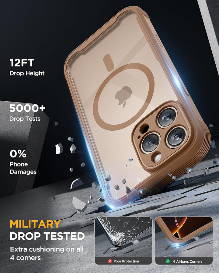 Miracase 360 Grad für iPhone 16 Pro Max Hülle mit Magsafe, Eingebaut Glas Schutzfolie, Komplettschut