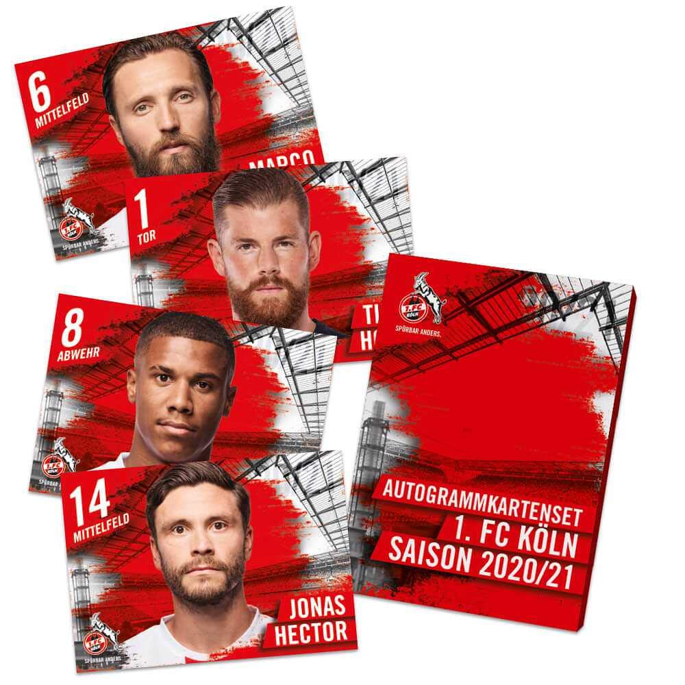 1. FC Köln Autogrammkarten Team 2020/21 Sammelkarten unsigniert Autographs Card - Plus Lesezeichen I
