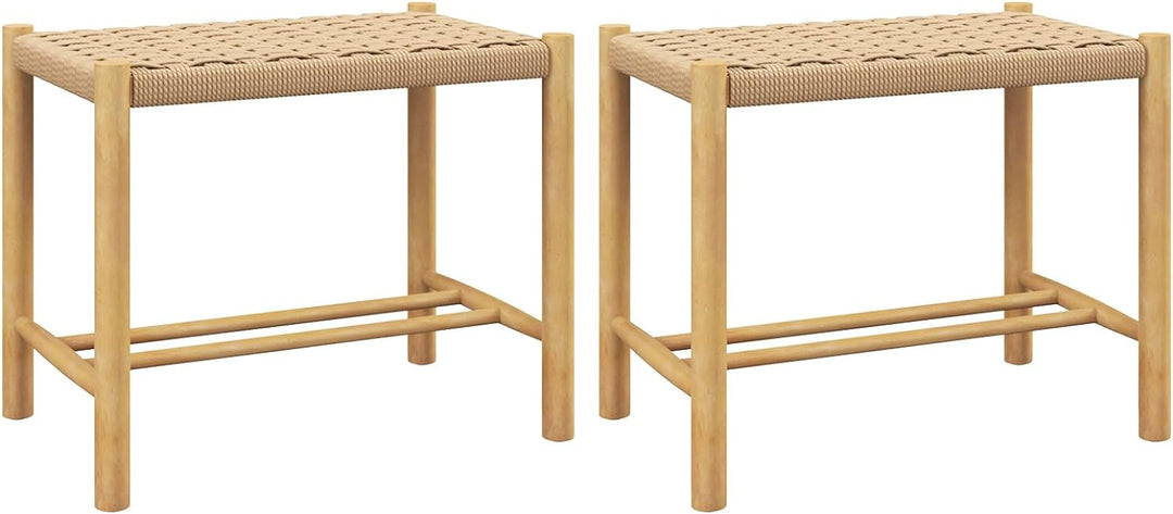 GIANTEX Barhocker 2er Set Barstühle, Esszimmerstühle Küchenstühle Holz & geflochtenem Papier, Tresen