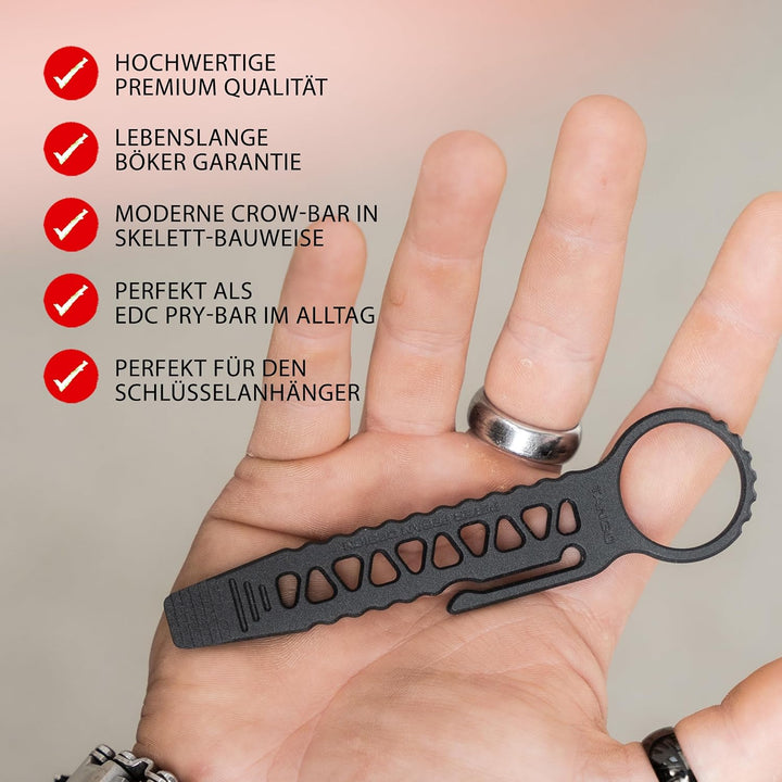 BÖKER PLUS® Tango Bar Mini EDC Hebel-Werkzeug - D2 EDC Schlüsselanhänger mit Clip - Crow-Bar EDC Too