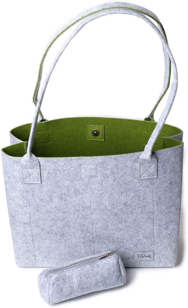 Filzeinkaufstasche Grau & Grün (15L) Damen Shopper Greta Tragetasche Filztasche Shopper Handtasche g