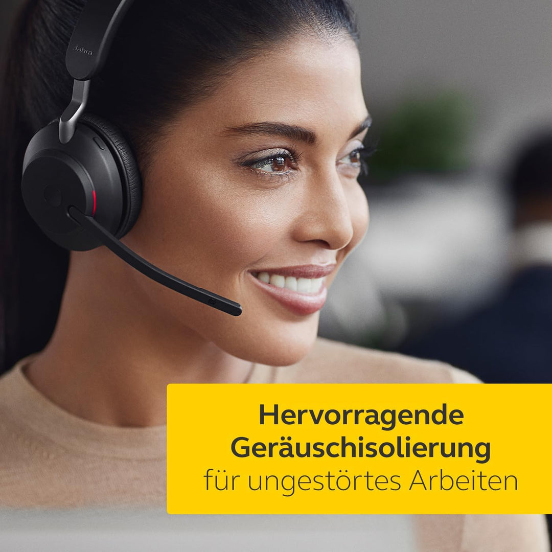 Jabra Evolve2 65 Wireless PC Headset with Charging Stand – Noise Cancelling UC Certified Stereo Head