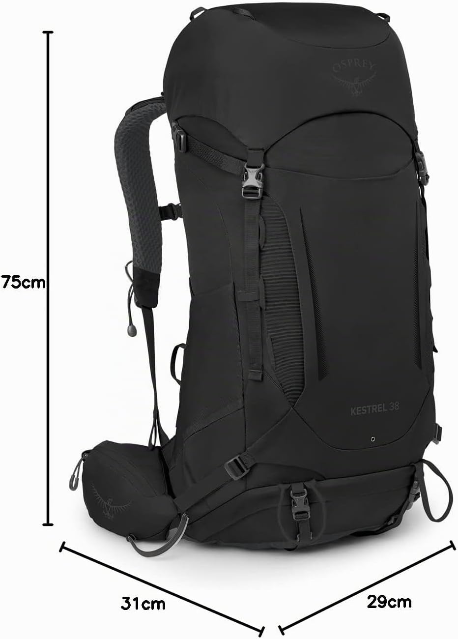 Osprey Europe Herren Kestrel 38 Backpack Schwarz L-XL, Schwarz L-XL