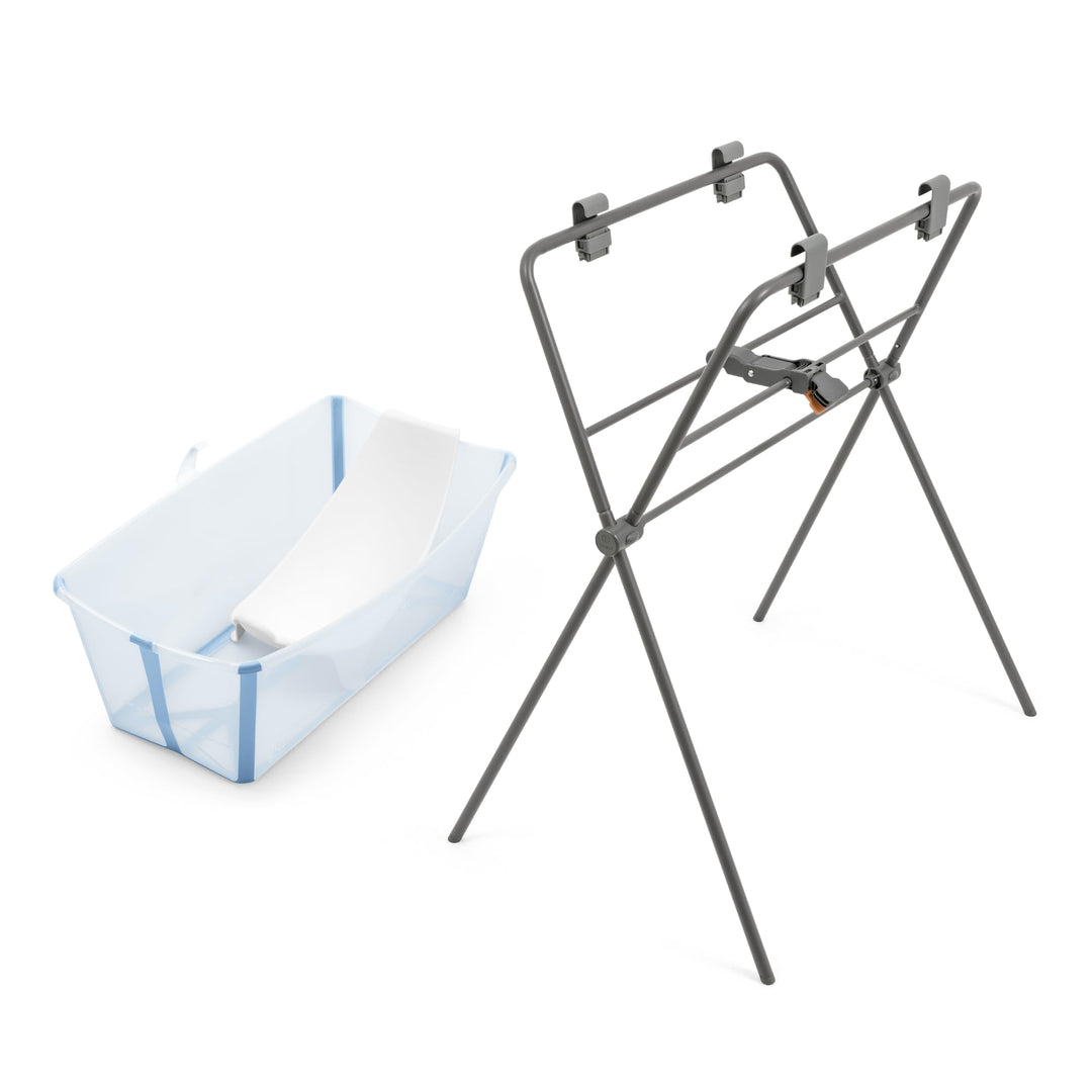 Stokke Flexi Bath (Ocean Blue) + Newborn Support + Flexi Bath Stand - Ideal für Neugeborene & Kinder