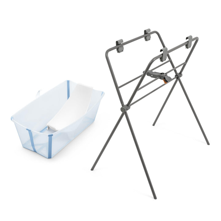Stokke Flexi Bath (Ocean Blue) + Newborn Support + Flexi Bath Stand - Ideal für Neugeborene & Kinder