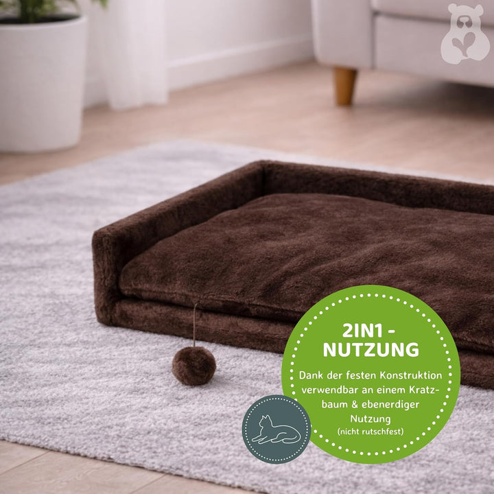 nanook Liegeplatz Top für Katzen-Kratzbaum mit Kissen gross XXL 60x40 cm - braun, braun