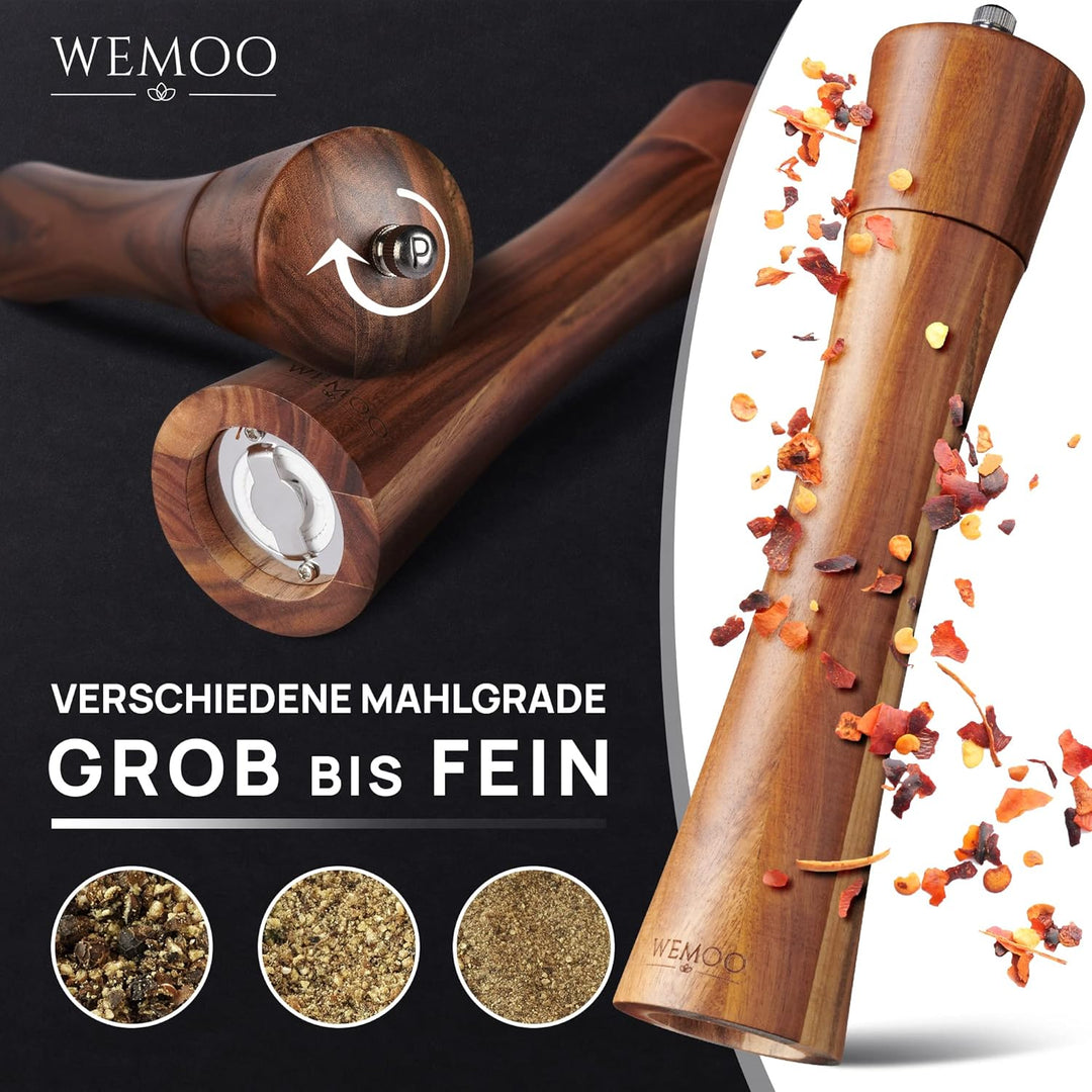 Salz und Pfeffermühle aus Holz sehr Gross (25,5 cm) | Gewürzmühlen mit robustem Keramikmahlwerk | Ex