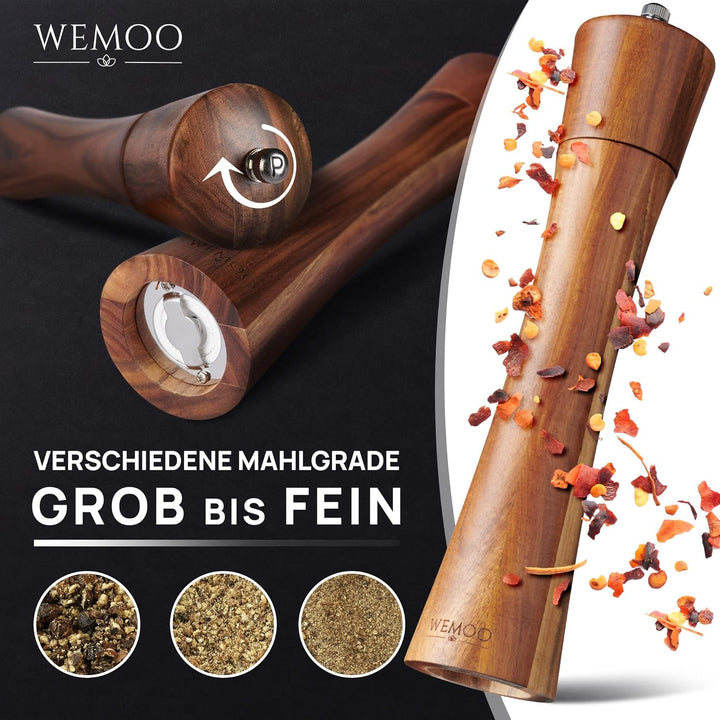 Salz und Pfeffermühle aus Holz sehr Gross (25,5 cm) | Gewürzmühlen mit robustem Keramikmahlwerk | Ex