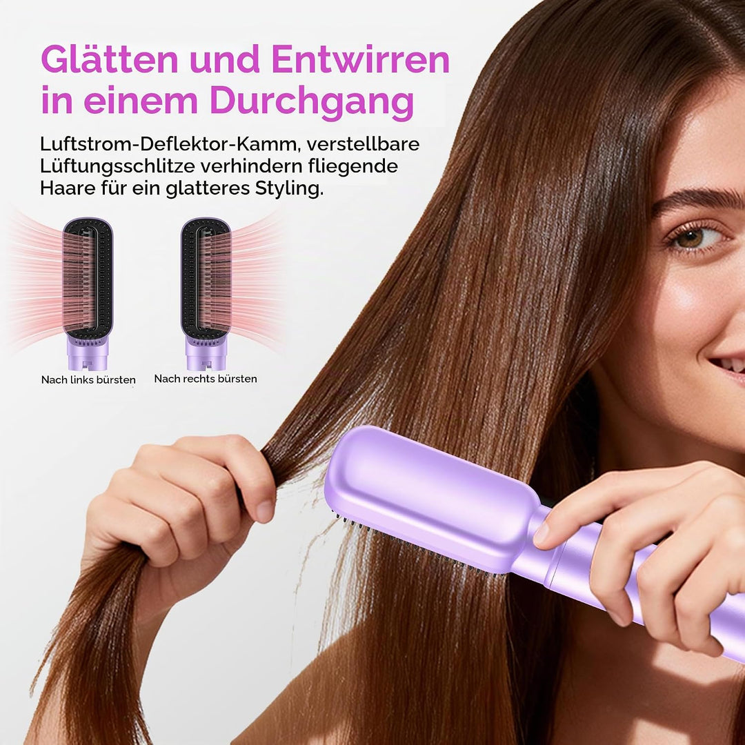 Neue Airstyler 5 in 1 Föhnbürste Set, Ionen Hairstyler mit 30mm Warmluft-Lockenstab | 1000W Haartroc