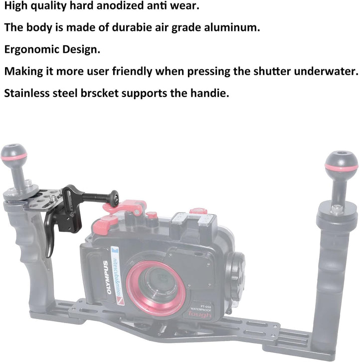 uslöser-Verlängerungshebel, Auslöser-Halterung, Adapter für Tauchschale, Stabilisator, Unterwasserka