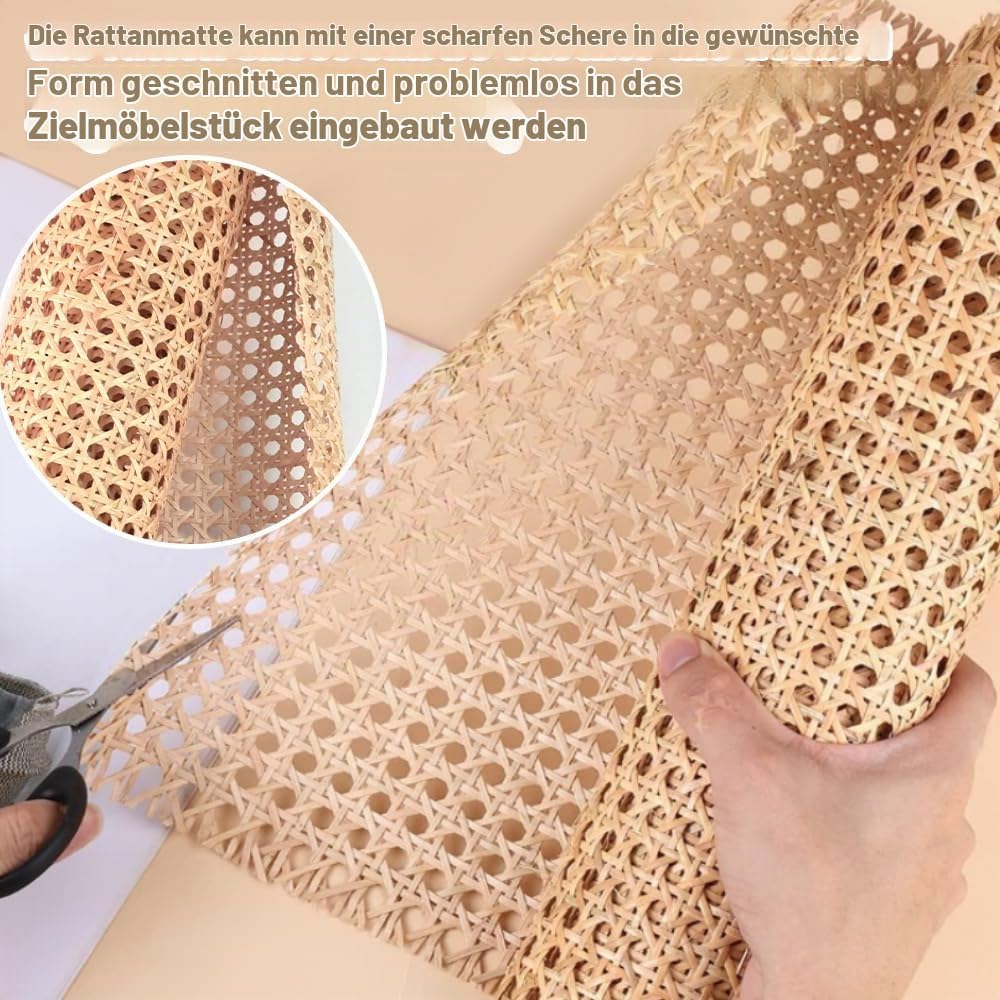 Rattan-Gurtband 40 x 100cm Cane Webbing Rattan Roll Natürliche Rattan Geweberolle Gewebtes Offenes R