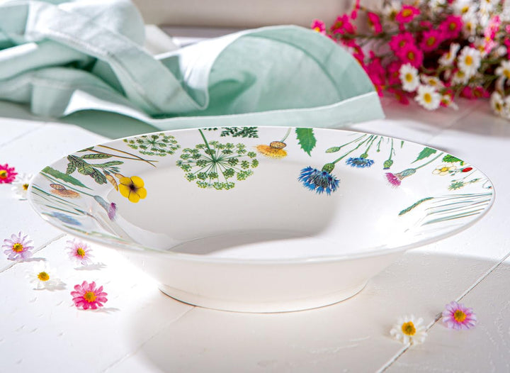 GILDE Suppenteller rund Wild Flowers Pastateller Geschirr Küche Haushalt (23 x 23 x 4.8 cm je Teller