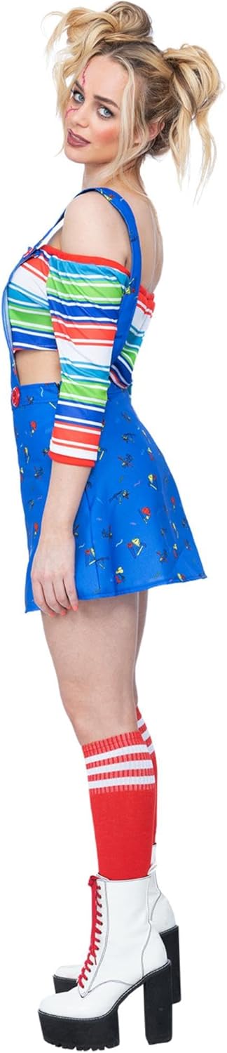 Smiffys Offiziell lizenziertes Chucky-Kostüm, Damen, mehrfarbig Small (UK 8-10), Small (UK 8-10)