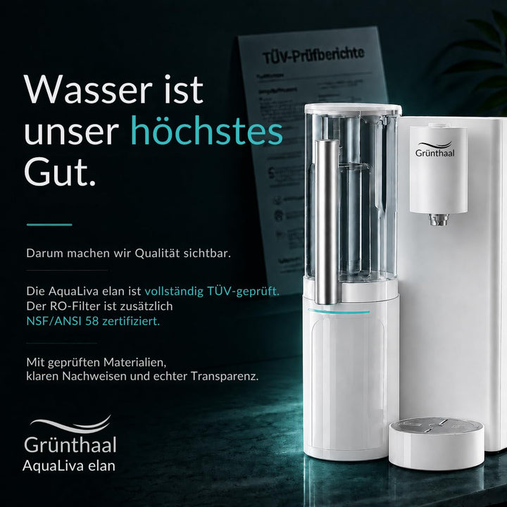 Osmoseanlage Auftisch AquaLiva elan | Umkehrosmoseanlage Trinkwasser | Ohne Installation | Wasserfil