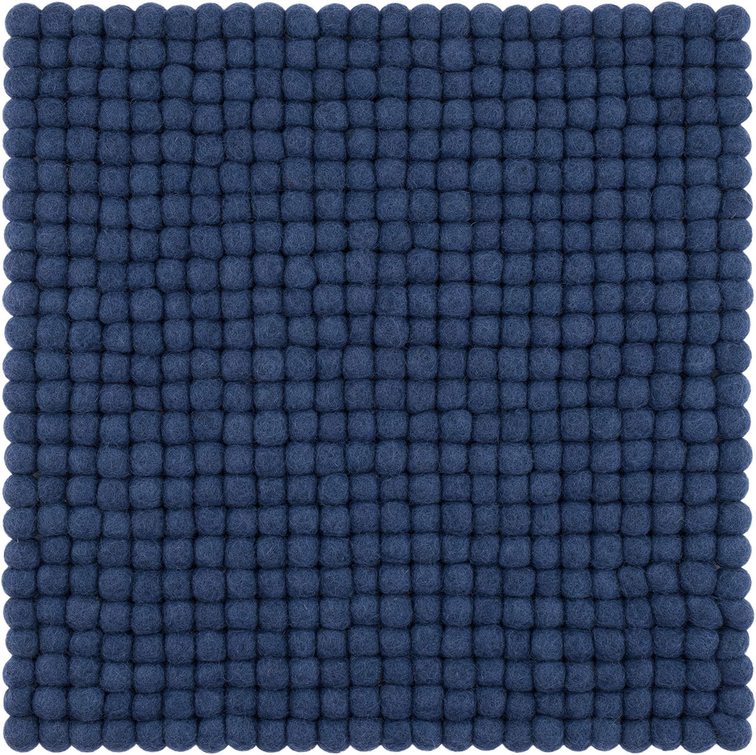 myfelt Filzkugel-Sitzauflage Stuhlauflage - Alva - quadratisch, 36x36 cm, Dunkelblau, Dunkelblau