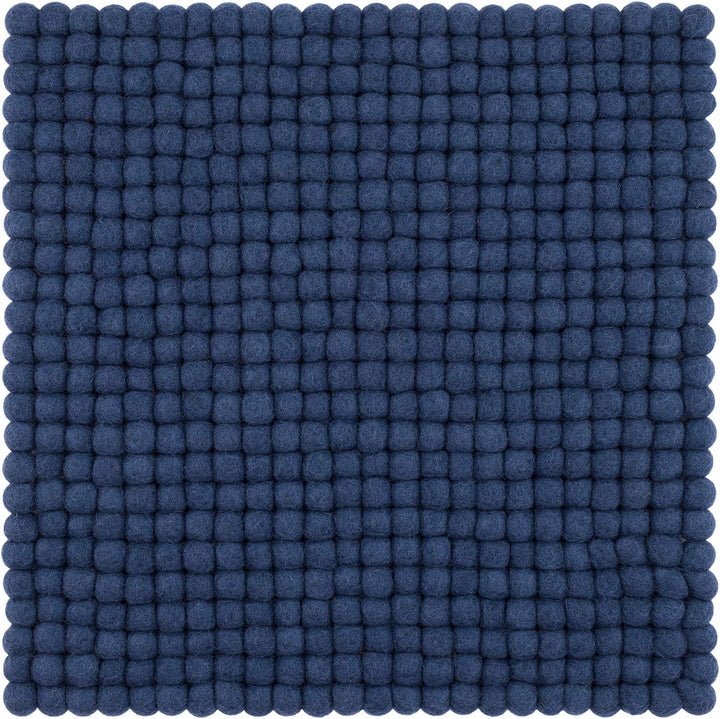 myfelt Filzkugel-Sitzauflage Stuhlauflage - Alva - quadratisch, 36x36 cm, Dunkelblau, Dunkelblau