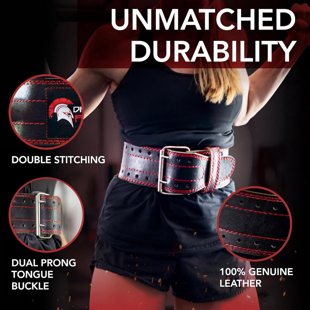 Dark Iron Fitness Weight Lifting Belt, Genuine Leather Belts for Gym Men and Women, Durable Comforta