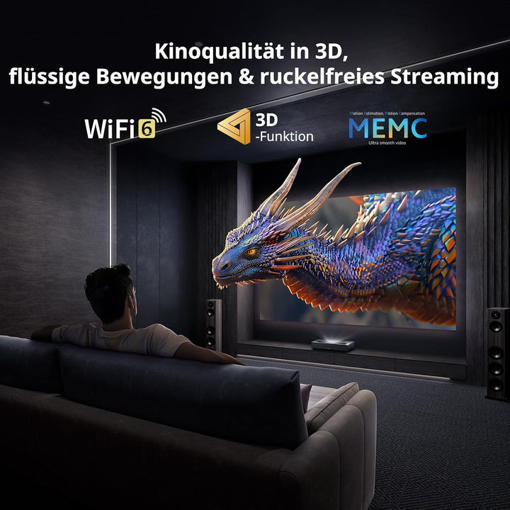 WEMAX Nova Pro ALPD Laser TV, Ultrakurzdistanz Beamer 4K mit 2100 ISO Lumen & 3D, Google TV & Google
