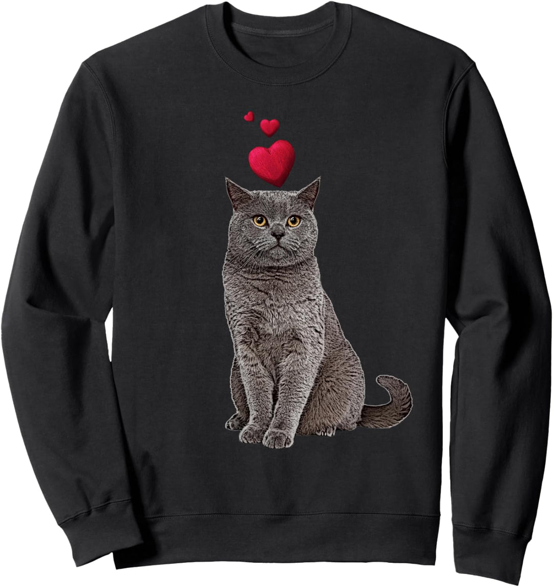 Shirt mit Britisch Kurzhaar Katze und Herz Katzenmotiv Sweatshirt