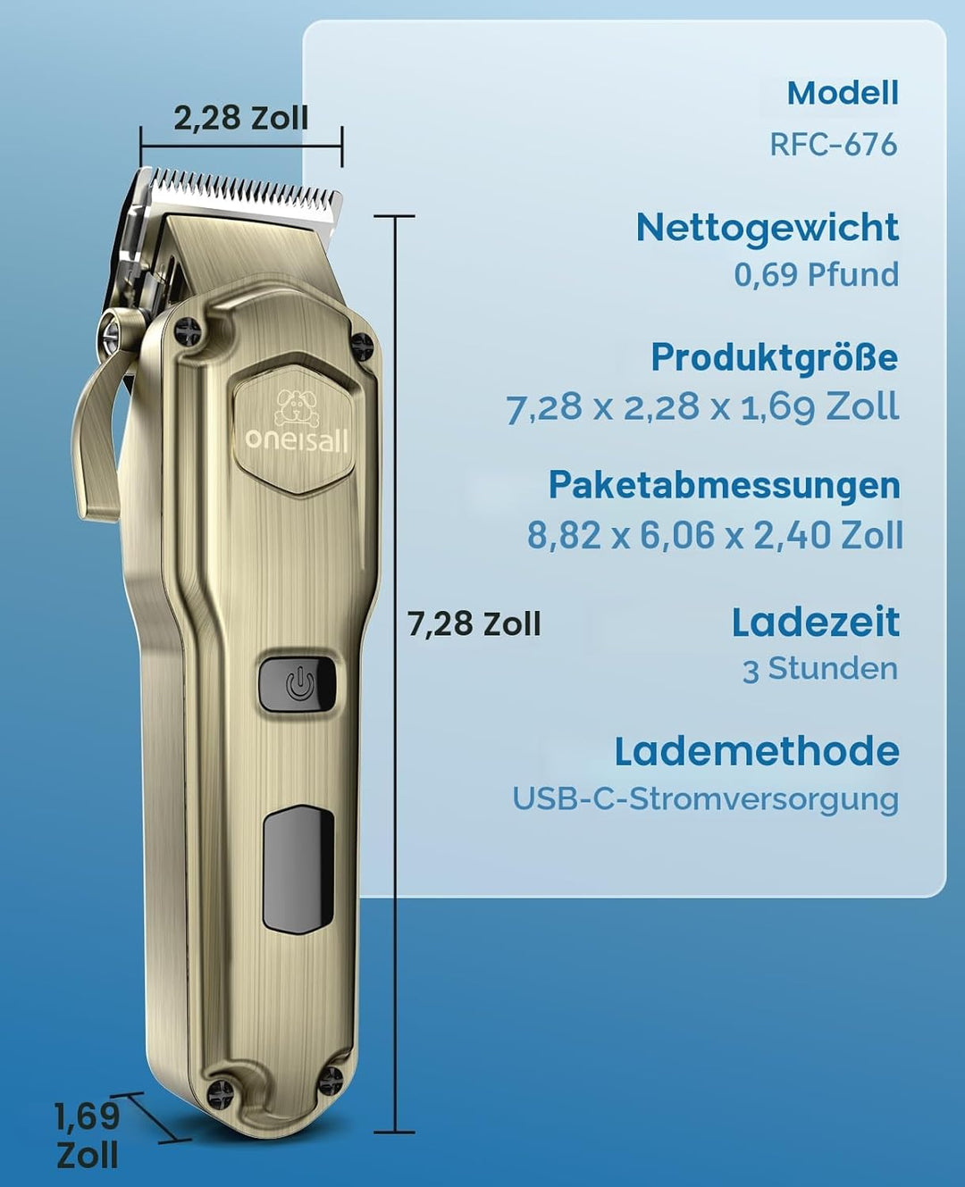 oneisall Leise Hundeschermaschine dichtes fell, IPX7 Wasserdichtes Schermaschine Hund Katze, Profi H