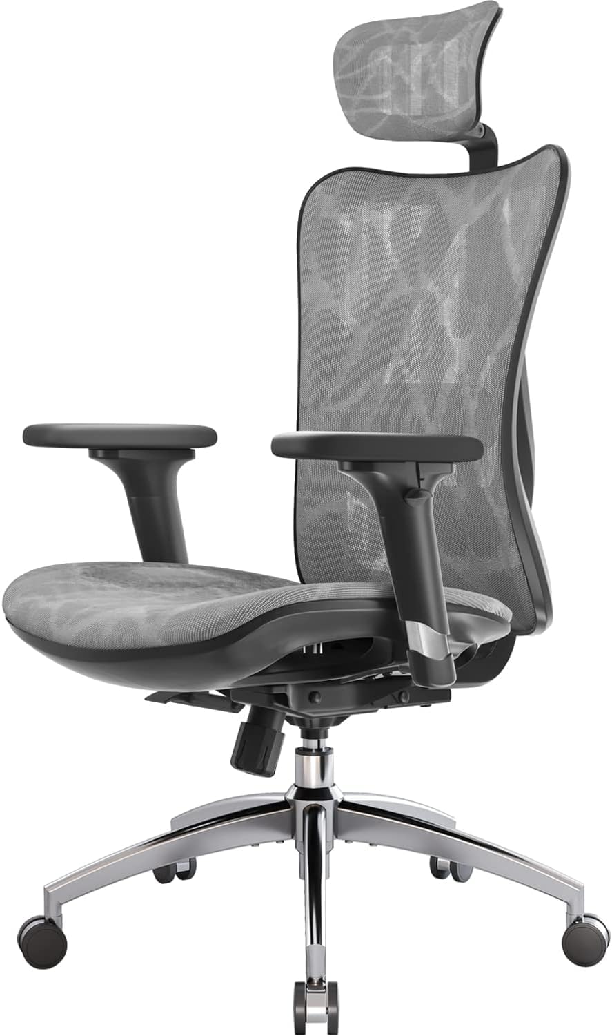 SIHOO Ergonomischer Bürostuhl, Chefsessel mit 3D verstellbare Armlehne und Lendenwirbelstütze, Hautf